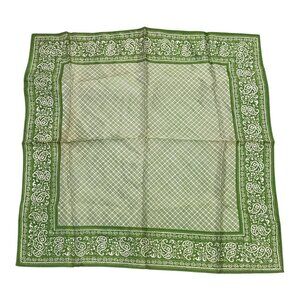 Vintage Glentex Green Paisley Border Scarf Made in Japan 23”